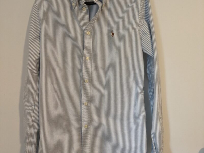 Ralph Lauren Custom Fit White & Blue Stripe Button Down Shirt - Medium