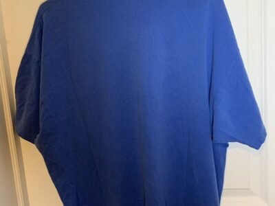 Vintage Blue Pocket T-Shirt Adult XL Basic Hanes Heavyweight 90s Single Stitch (2XL shrunk to XL)